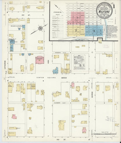 Sanborn Fire Insurance Map from Milford, Pike County, Pennsylvania (1912), Sheet #0001 - Historic Sanborn Fire Insurance Map Print, vintage old map wall art, antique decor, genealogy gift, Pennsylvania Pennsylvania map
