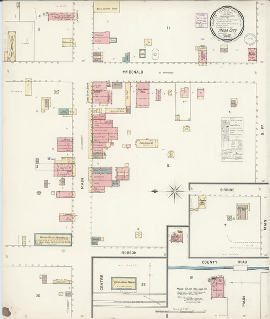Sanborn Fire Insurance Map from Mesa, Maricopa County, Arizona (1901), Sheet #0001 - Historic Sanborn Fire Insurance Map Print, vintage old map wall art, antique decor, genealogy gift, Arizona Arizona map