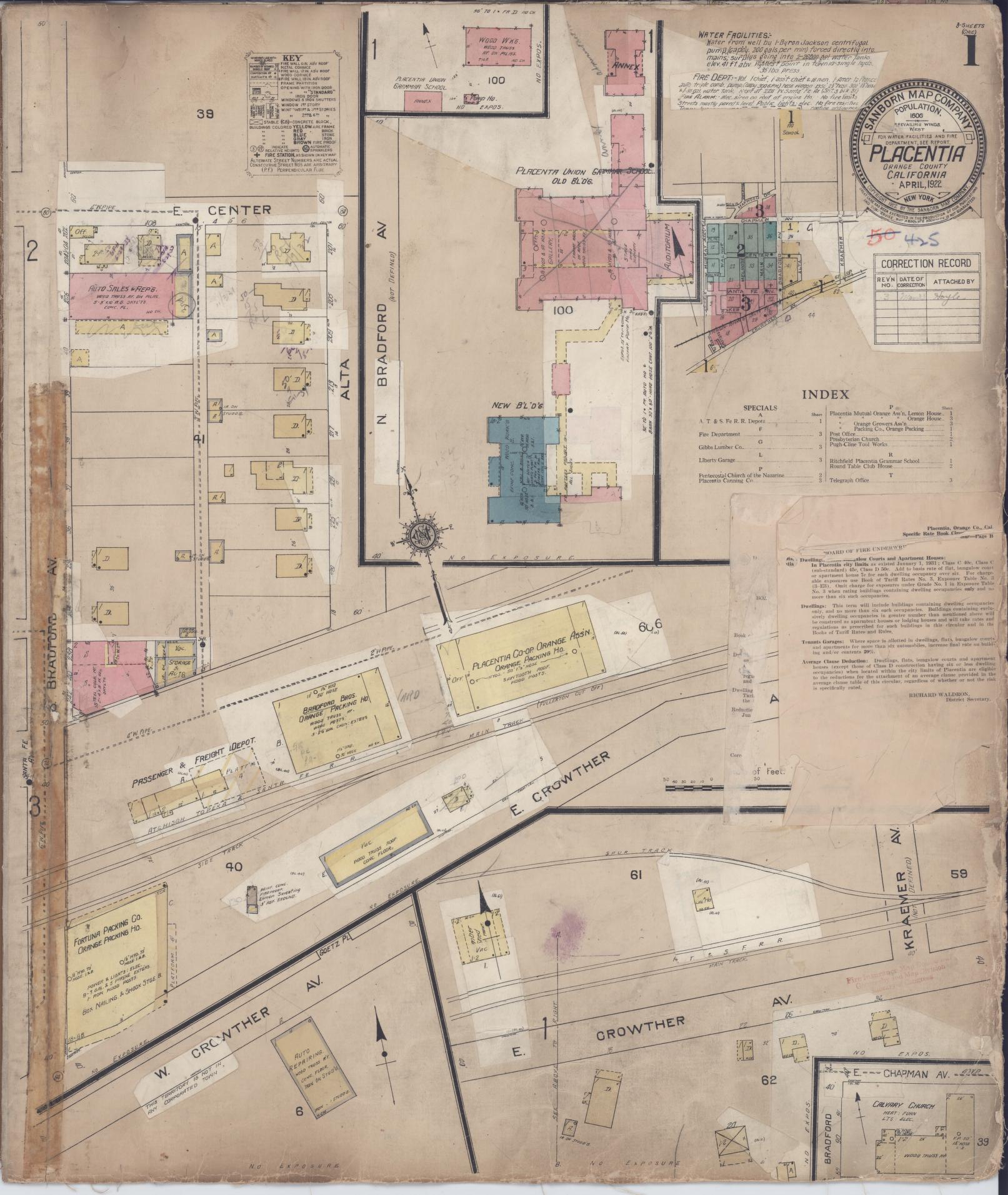 Sanborn Fire Insurance Map from Placentia, Orange County, California. (1933) – Historic Sanborn Fire Insurance Map Print