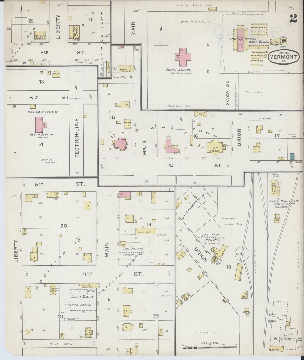 Sanborn Fire Insurance Map from Vermont, Fulton County, Illinois (1893), Sheet #0002 - Complete Map Set gallery image, historic Sanborn map, vintage wall art, Illinois Illinois