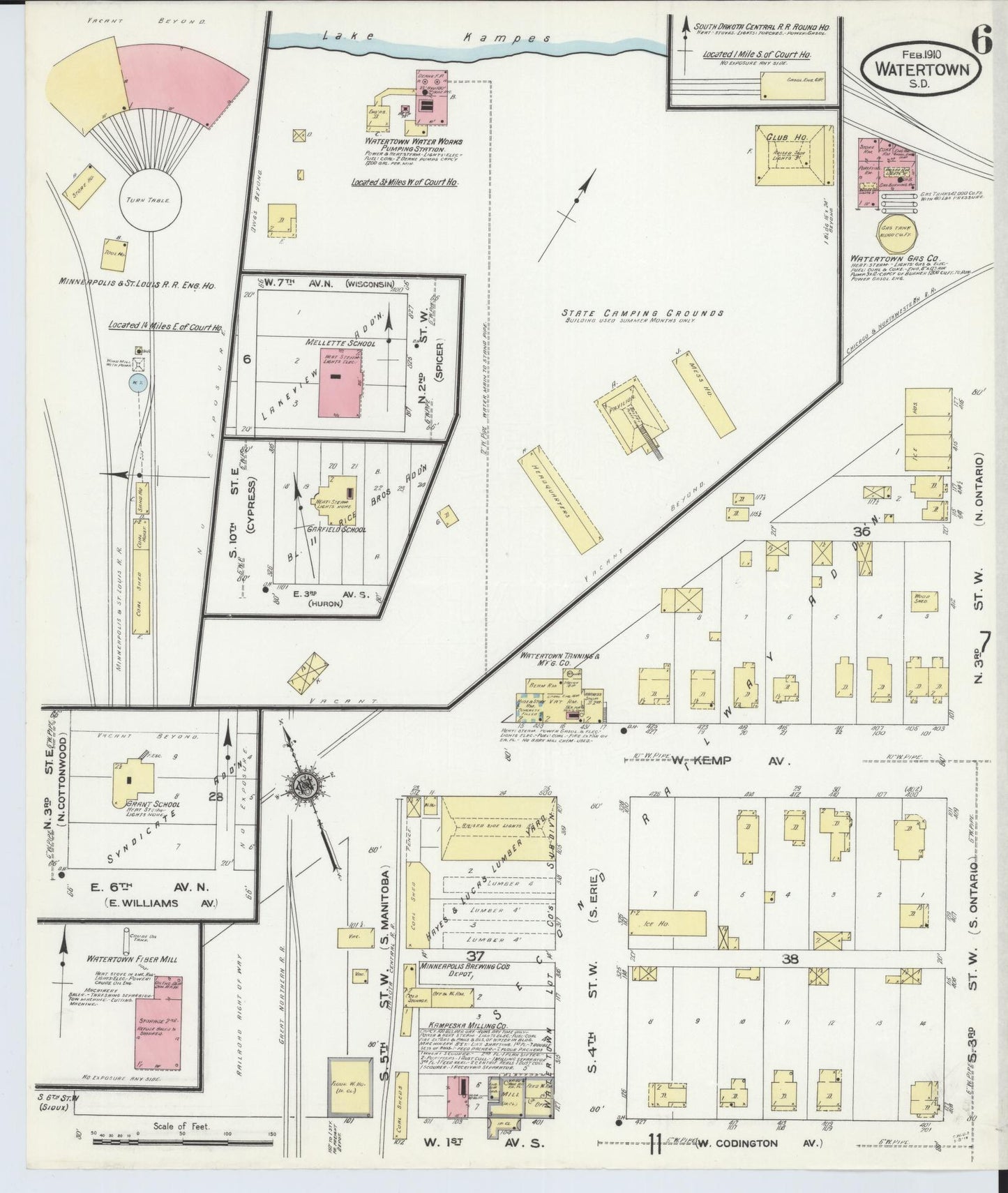 Sanborn Fire Insurance Map from Watertown, Codington County, South Dakota (1910), Sheet #0006 - Complete Map Set gallery image, historic Sanborn map, vintage wall art, South Dakota South Dakota