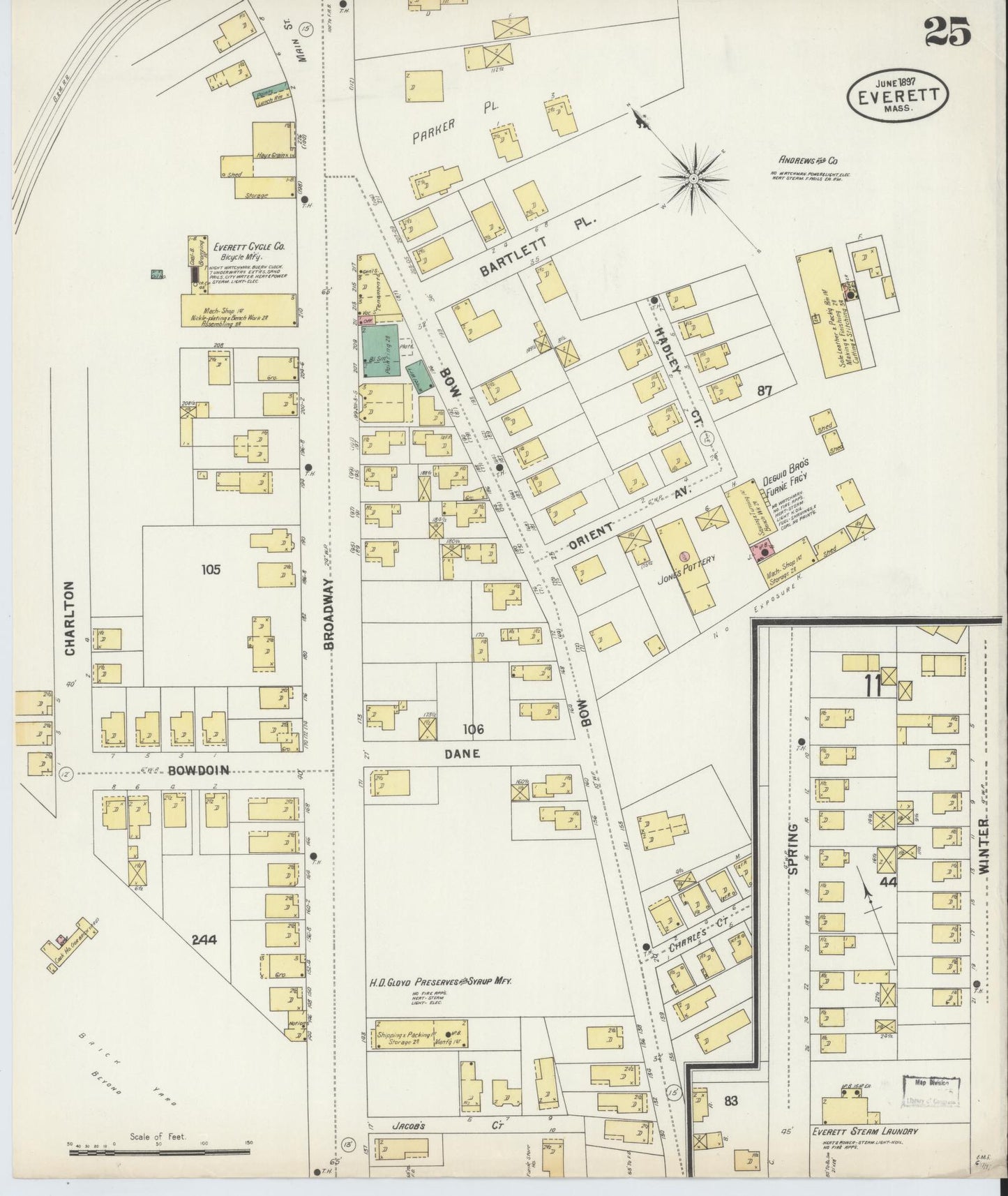 Sanborn Fire Insurance Map from Everett, Middlesex County, Massachusetts (1897), Sheet #0025 - Historic Sanborn Fire Insurance Map Print, vintage old map wall art, antique decor, genealogy gift, Massachusetts Massachusetts map