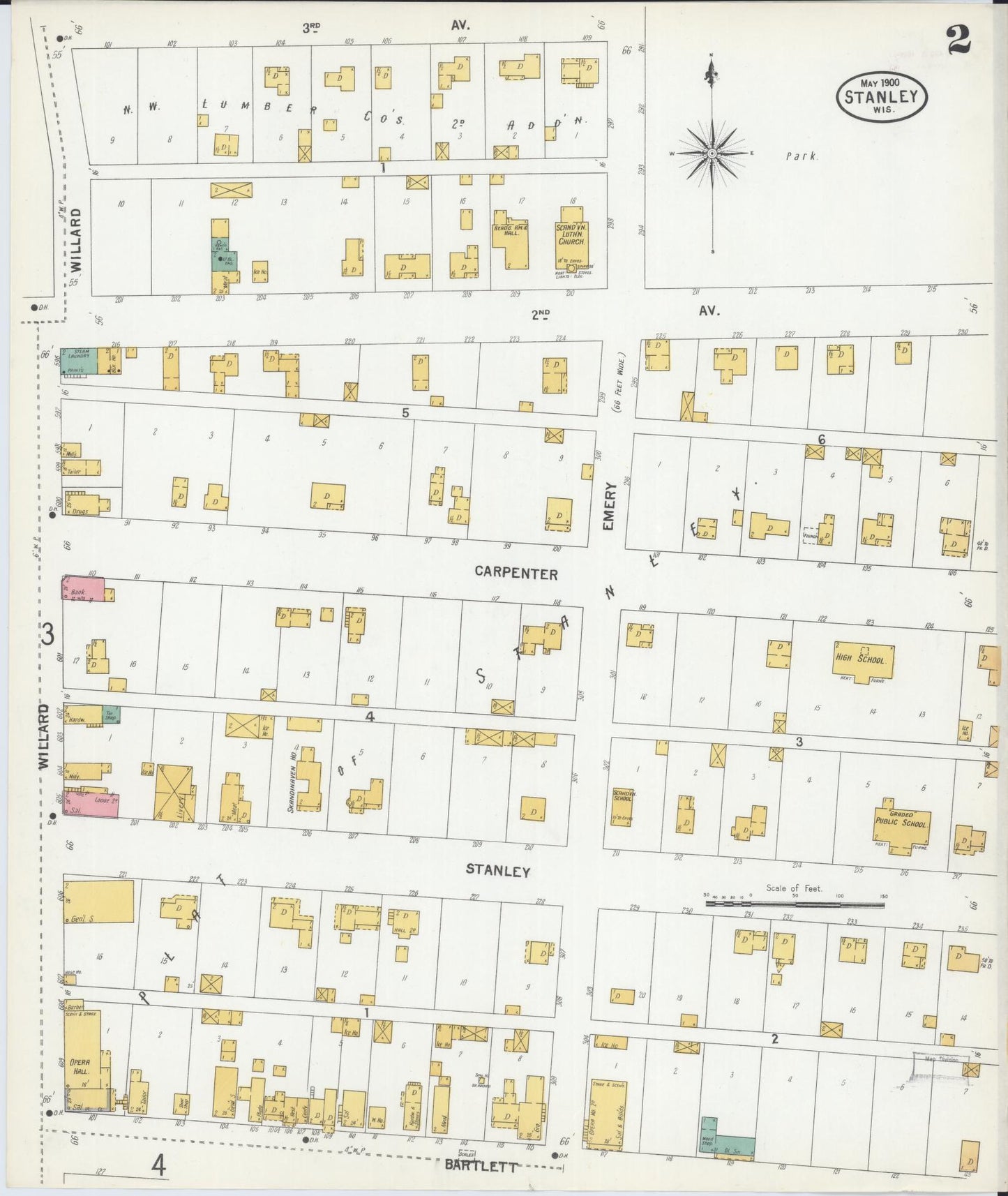 Sanborn Fire Insurance Map from Stanley, Chippewa County, Wisconsin (1900), Sheet #0002 - Complete Map Set gallery image, historic Sanborn map, vintage wall art, Wisconsin Wisconsin