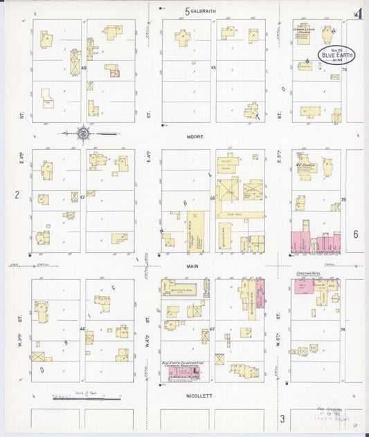 Sanborn Fire Insurance Map from Blue Earth, Faribault County, Minnesota (1911), Sheet #0004 - Historic Sanborn Fire Insurance Map Print, vintage old map wall art, antique decor, genealogy gift, Minnesota Minnesota map