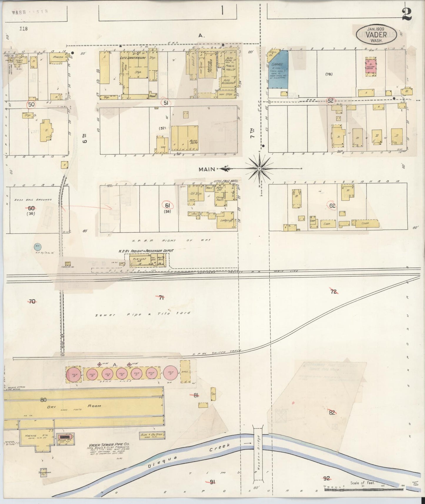 Sanborn Fire Insurance Map from Vader [see also Little Falls], Lewis County, Washington (1931), Sheet #0002 - Complete Map Set gallery image, historic Sanborn map, vintage wall art, Washington Washington