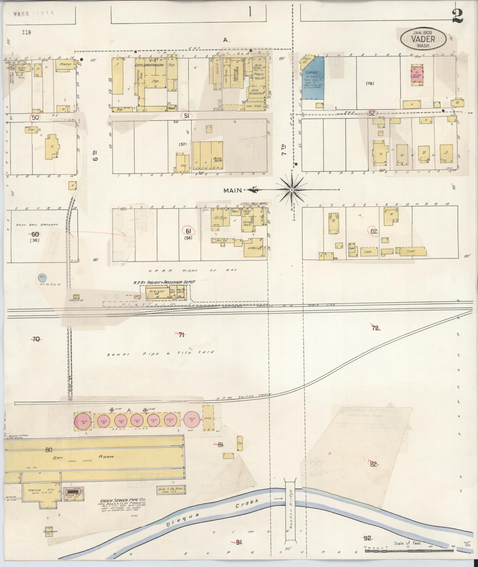 Sanborn Fire Insurance Map from Vader [see also Little Falls], Lewis County, Washington (1931), Sheet #0002 - Complete Map Set gallery image, historic Sanborn map, vintage wall art, Washington Washington