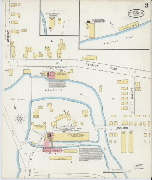 Sanborn Fire Insurance Map from Pittsfield, Somerset County, Maine (1892), Sheet #0003 - Historic Sanborn Fire Insurance Map Print, vintage old map wall art, antique decor, genealogy gift, Maine Maine map