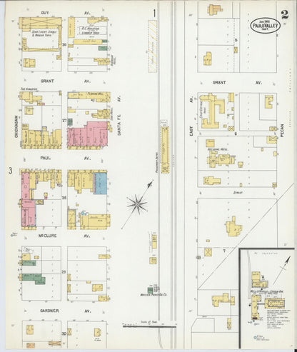 Sanborn Fire Insurance Map from Pauls Valley, Garvin County, Oklahoma (1902), Sheet #0002 - Complete Map Set gallery image, historic Sanborn map, vintage wall art, Oklahoma Oklahoma