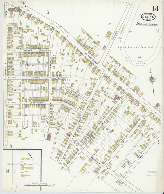Sanborn Fire Insurance Map from Salem, Salem County, New Jersey (1915), Sheet #0014 - Historic Sanborn Fire Insurance Map Print, vintage old map wall art, antique decor, genealogy gift, New Jersey New Jersey map
