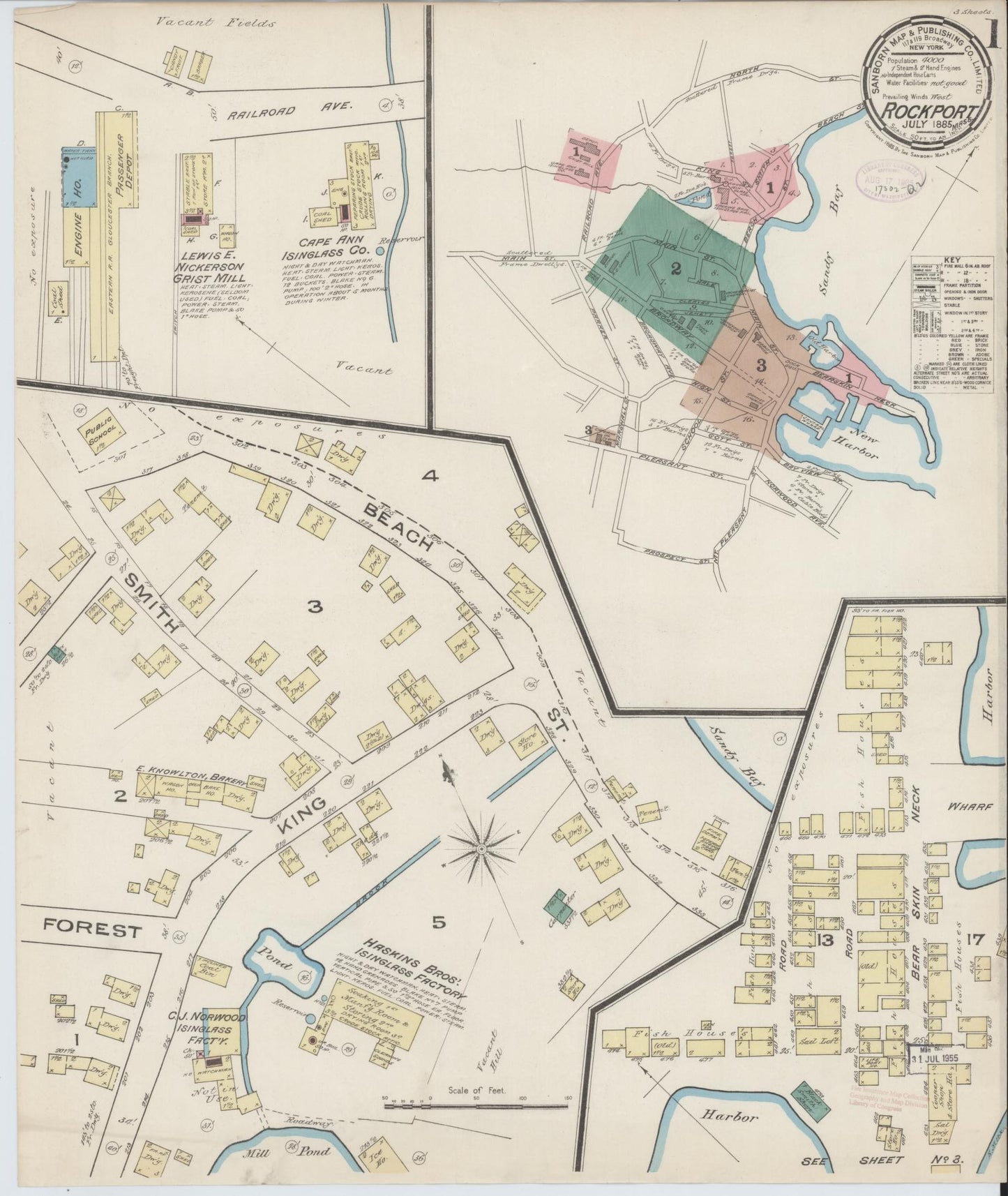 Sanborn Fire Insurance Map from Rockport, Essex County, Massachusetts (1885), Sheet #0001 - Complete Map Set gallery image, historic Sanborn map, vintage wall art, Massachusetts Massachusetts