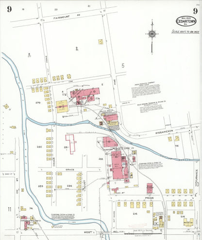 Sanborn Fire Insurance Map from Cedartown, Polk County, Georgia (1923), Sheet #0009 - Complete Map Set gallery image, historic Sanborn map, vintage wall art, Georgia Georgia