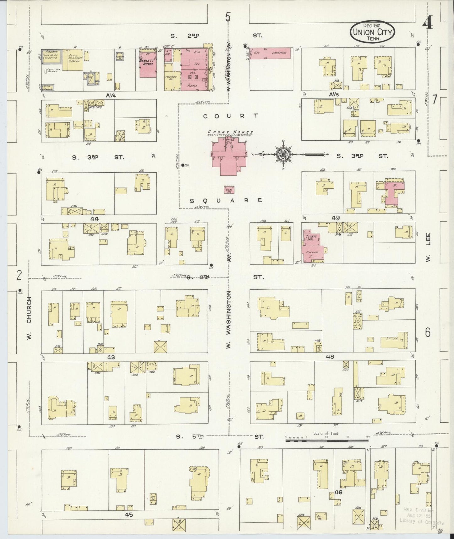 Sanborn Fire Insurance Map from Union City, Obion County, Tennessee (1912), Sheet #0004 - Complete Map Set gallery image, historic Sanborn map, vintage wall art, Tennessee Tennessee