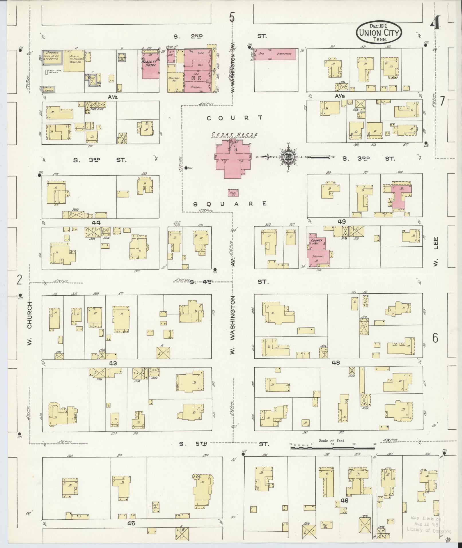 Sanborn Fire Insurance Map from Union City, Obion County, Tennessee (1912), Sheet #0004 - Complete Map Set gallery image, historic Sanborn map, vintage wall art, Tennessee Tennessee