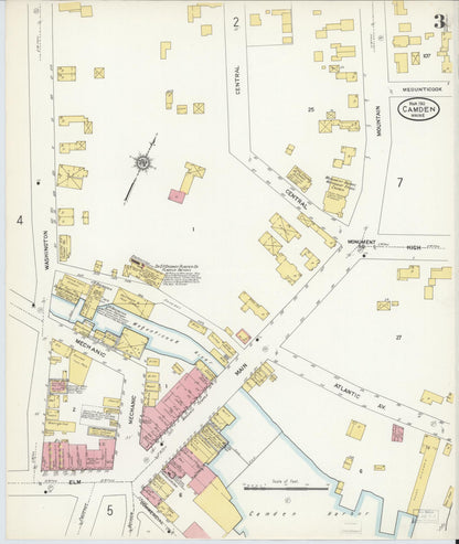 Sanborn Fire Insurance Map from Camden, Knox County, Maine (1912), Sheet #0003 - Complete Map Set gallery image, historic Sanborn map, vintage wall art, Maine Maine