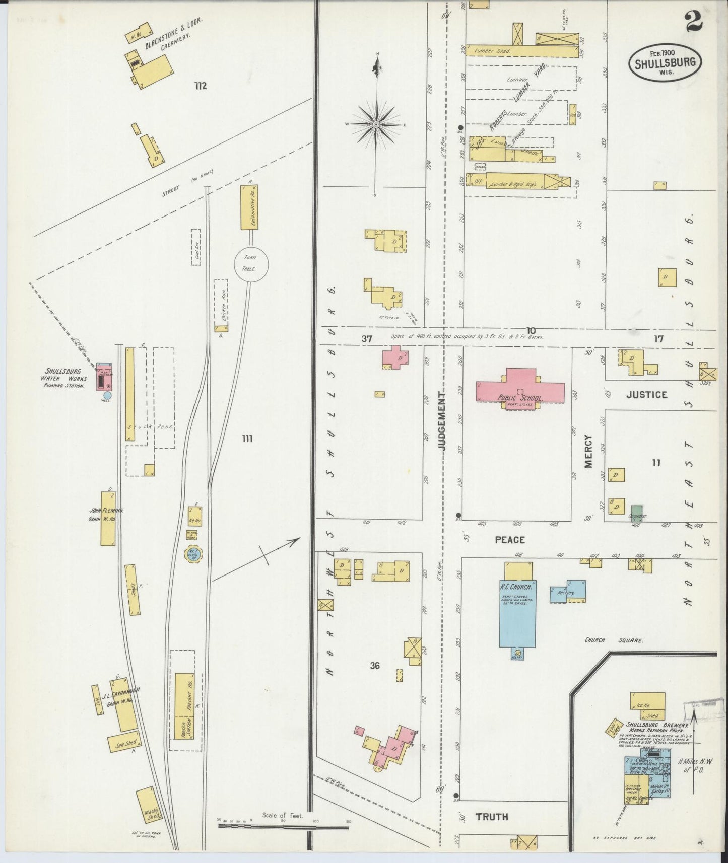 Sanborn Fire Insurance Map from Shullsburg, Lafayette County, Wisconsin (1900), Sheet #0002 - Complete Map Set gallery image, historic Sanborn map, vintage wall art, Wisconsin Wisconsin