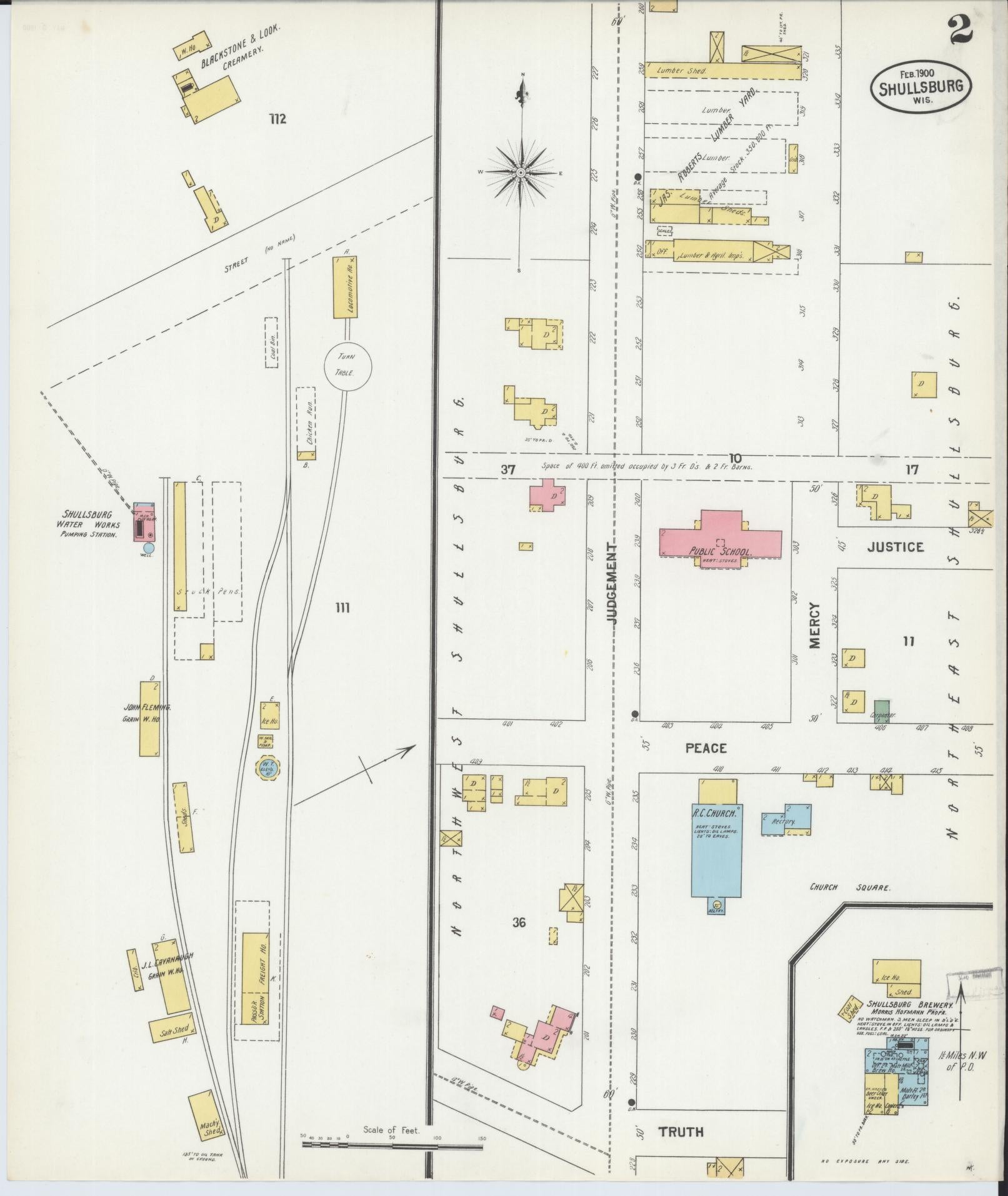 Sanborn Fire Insurance Map from Shullsburg, Lafayette County, Wisconsin (1900), Sheet #0002 - Complete Map Set gallery image, historic Sanborn map, vintage wall art, Wisconsin Wisconsin