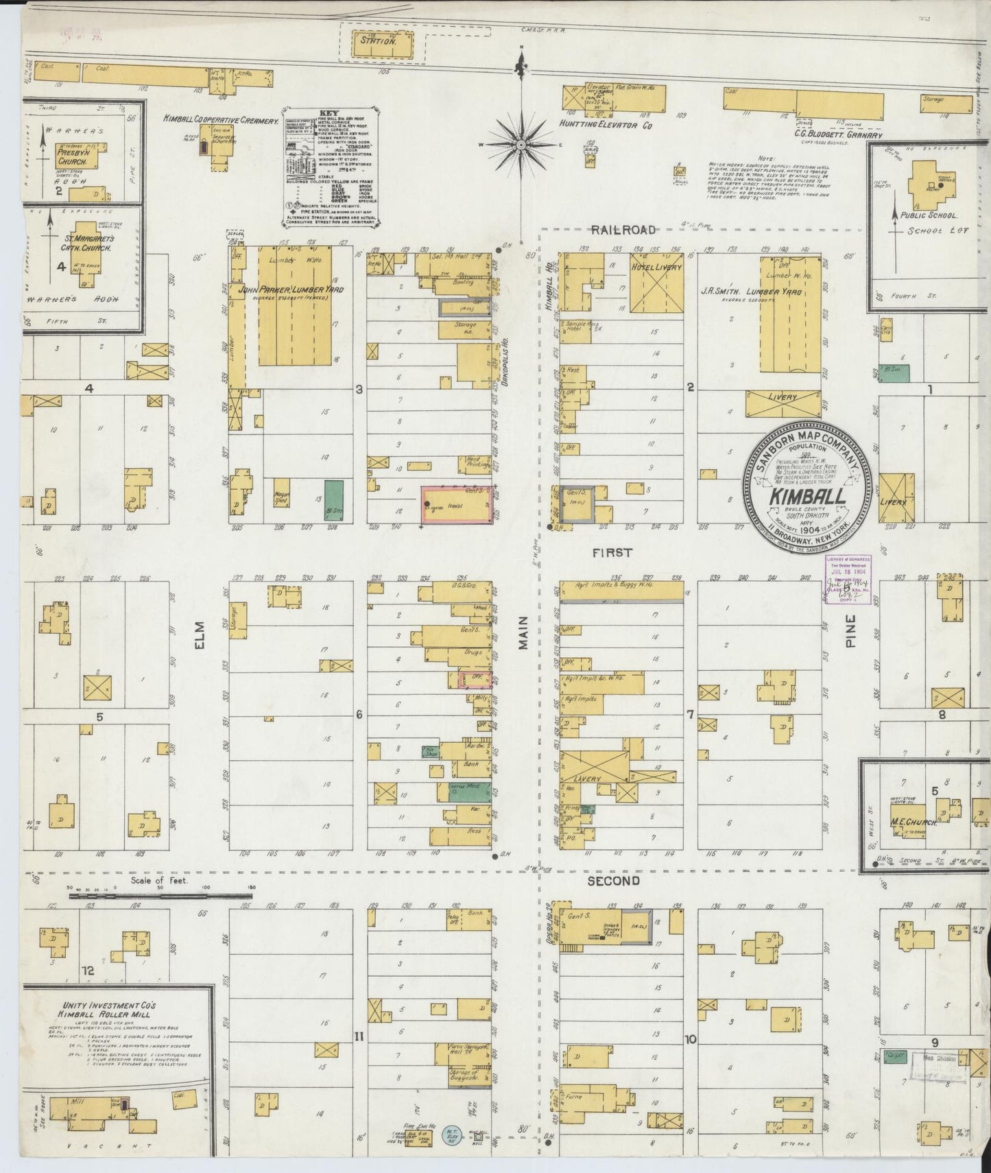 Sanborn Fire Insurance Map from Kimball, Brule County, South Dakota. (1904) – Historic Sanborn Fire Insurance Map Print