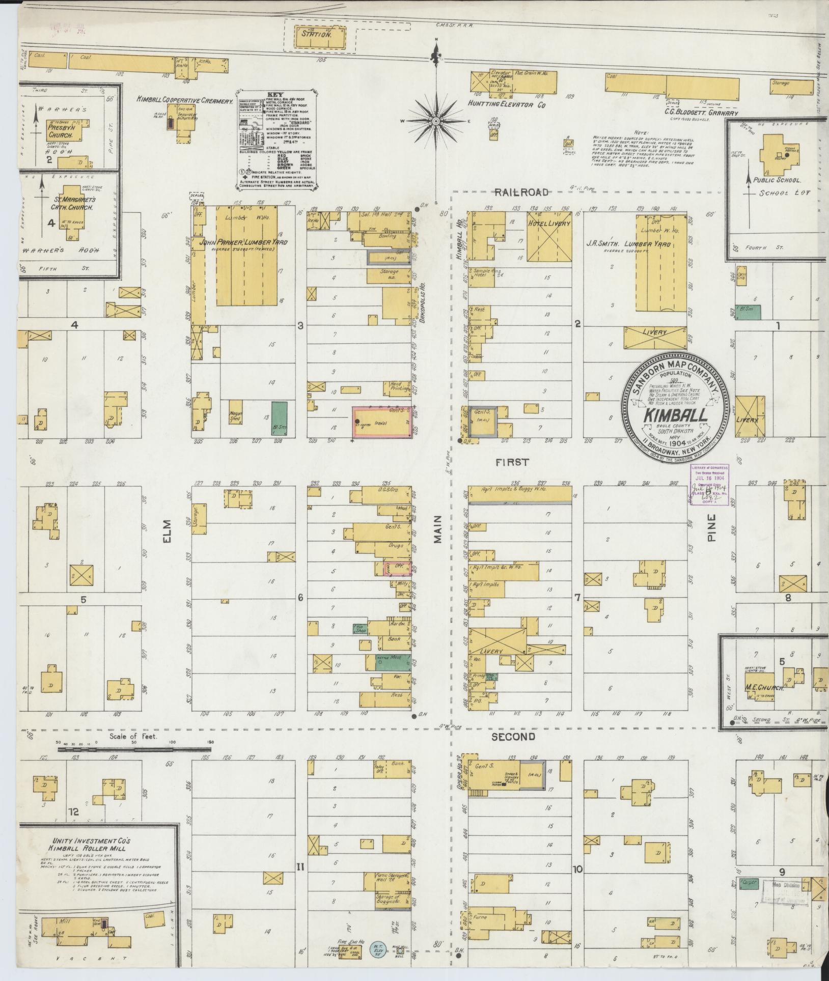 Sanborn Fire Insurance Map from Kimball, Brule County, South Dakota. (1904) – Historic Sanborn Fire Insurance Map Print