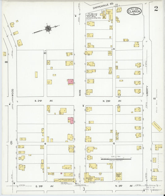Sanborn Fire Insurance Map from Clarion, Clarion County, Pennsylvania (1919), Sheet #0002 - Historic Sanborn Fire Insurance Map Print, vintage old map wall art, antique decor, genealogy gift, Pennsylvania Pennsylvania map