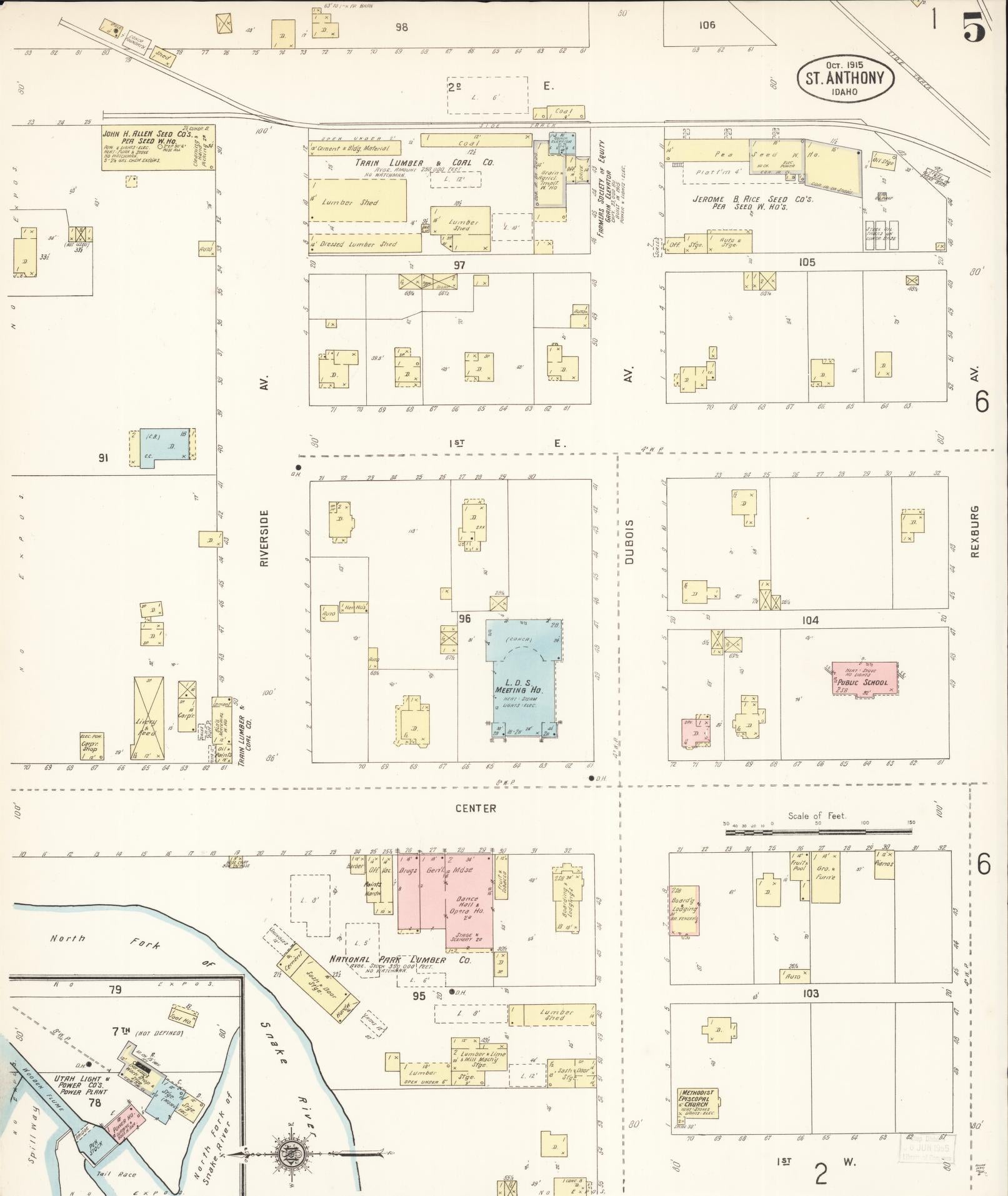 Sanborn Fire Insurance Map from Saint Anthony, Fremont County, Idaho (1915), Sheet #0005 - Complete Map Set gallery image, historic Sanborn map, vintage wall art, Idaho Idaho