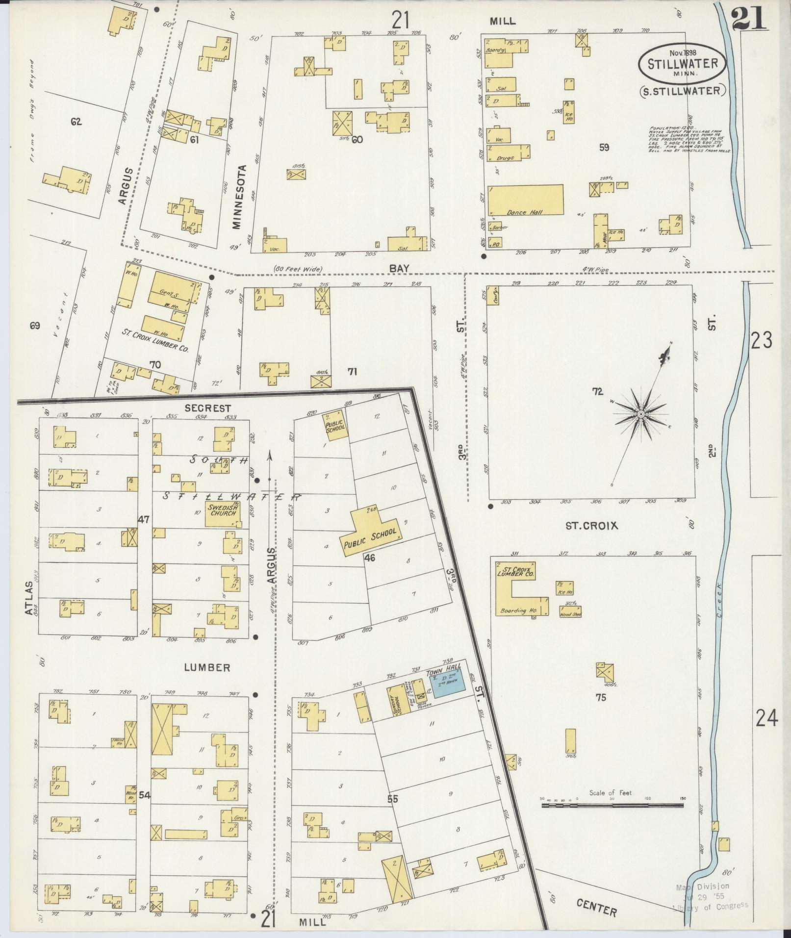 Sanborn Fire Insurance Map from Stillwater, Washington County, Minnesota (1898), Sheet #0021 - Historic Sanborn Fire Insurance Map Print, vintage old map wall art, antique decor, genealogy gift, Minnesota Minnesota map