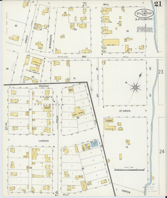 Sanborn Fire Insurance Map from Stillwater, Washington County, Minnesota (1898), Sheet #0021 - Historic Sanborn Fire Insurance Map Print, vintage old map wall art, antique decor, genealogy gift, Minnesota Minnesota map