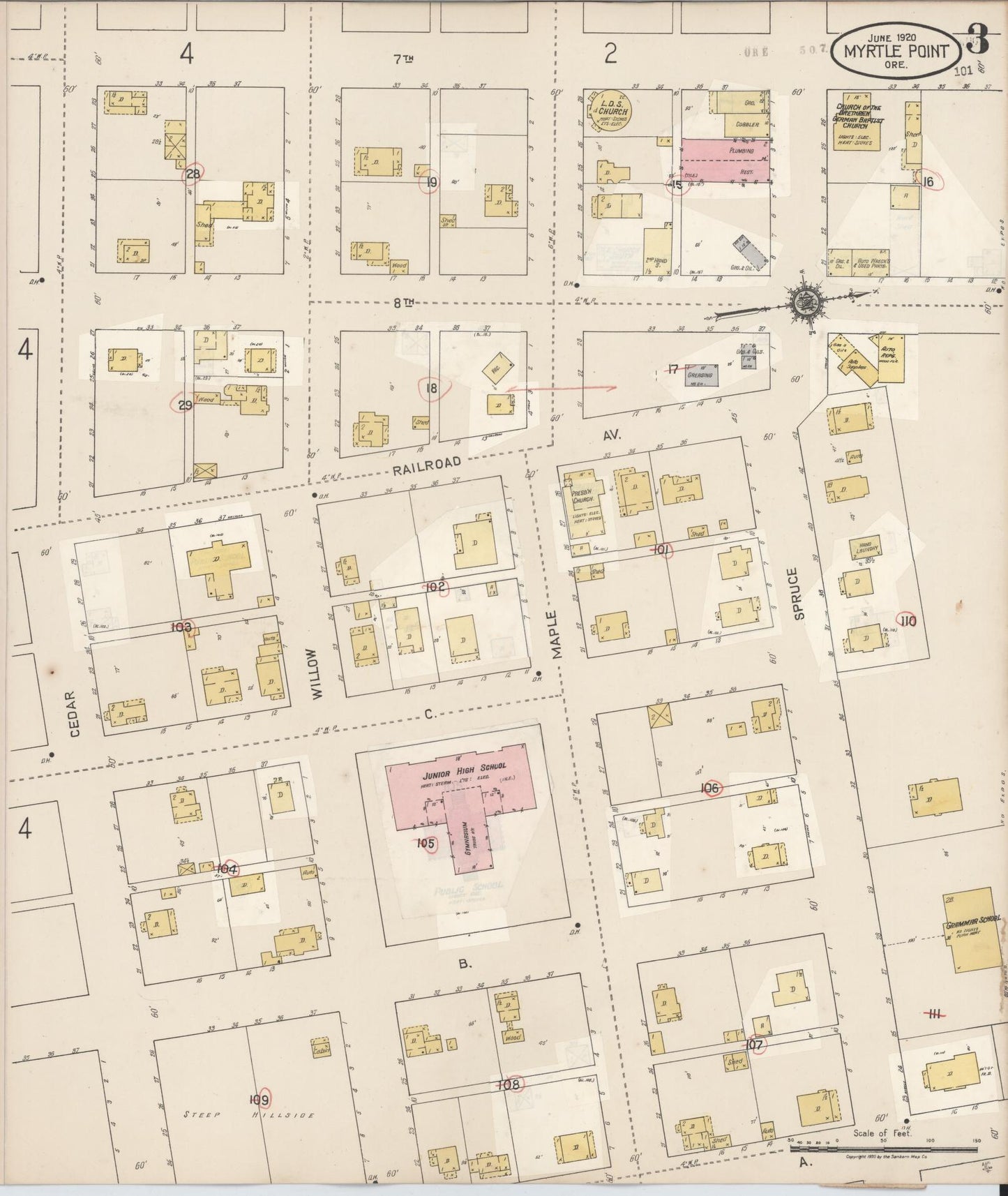 Sanborn Fire Insurance Map from Myrtle Point, Coos County, Oregon (1931), Sheet #0003 - Complete Map Set gallery image, historic Sanborn map, vintage wall art, Oregon Oregon