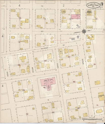 Sanborn Fire Insurance Map from Myrtle Point, Coos County, Oregon (1931), Sheet #0003 - Complete Map Set gallery image, historic Sanborn map, vintage wall art, Oregon Oregon