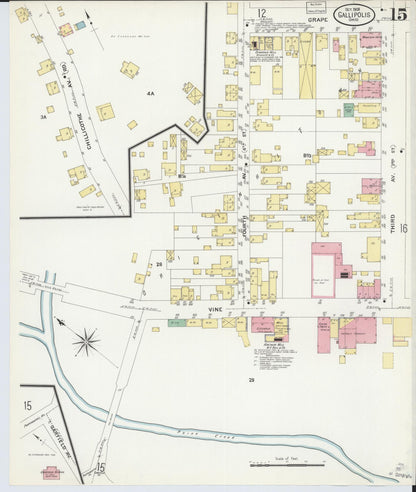 Sanborn Fire Insurance Map from Gallipolis, Gallia County, Ohio (1908), Sheet #0015 - Historic Sanborn Fire Insurance Map Print, vintage old map wall art, antique decor, genealogy gift, Ohio Ohio map