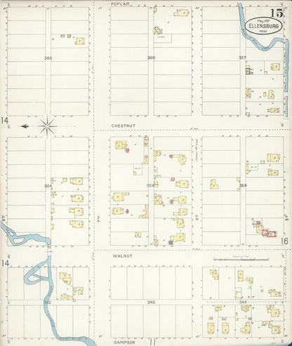 Sanborn Fire Insurance Map from Ellensburg, Kittitas County, Washington (1897), Sheet #0015 - Complete Map Set gallery image, historic Sanborn map, vintage wall art, Washington Washington