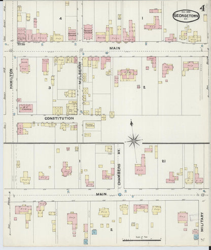 Sanborn Fire Insurance Map from Georgetown, Scott County, Kentucky (1890), Sheet #0004 - Complete Map Set gallery image, historic Sanborn map, vintage wall art, Kentucky Kentucky