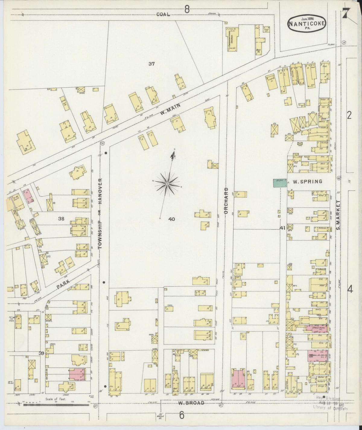 Sanborn Fire Insurance Map from Nanticoke, Luzerne County, Pennsylvania (1896), Sheet #0007 - Complete Map Set gallery image, historic Sanborn map, vintage wall art, Pennsylvania Pennsylvania