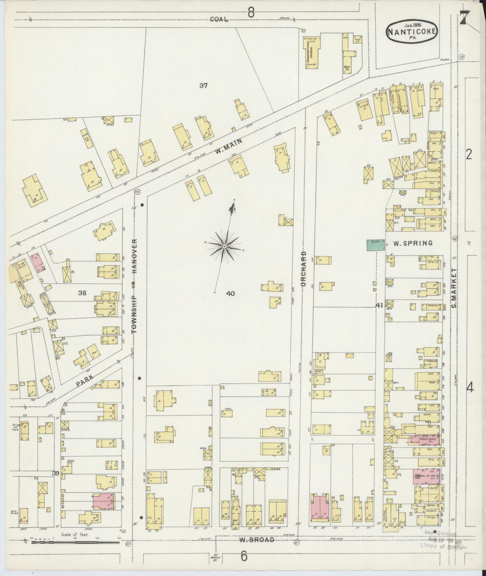 Sanborn Fire Insurance Map from Nanticoke, Luzerne County, Pennsylvania (1896), Sheet #0007 - Complete Map Set gallery image, historic Sanborn map, vintage wall art, Pennsylvania Pennsylvania