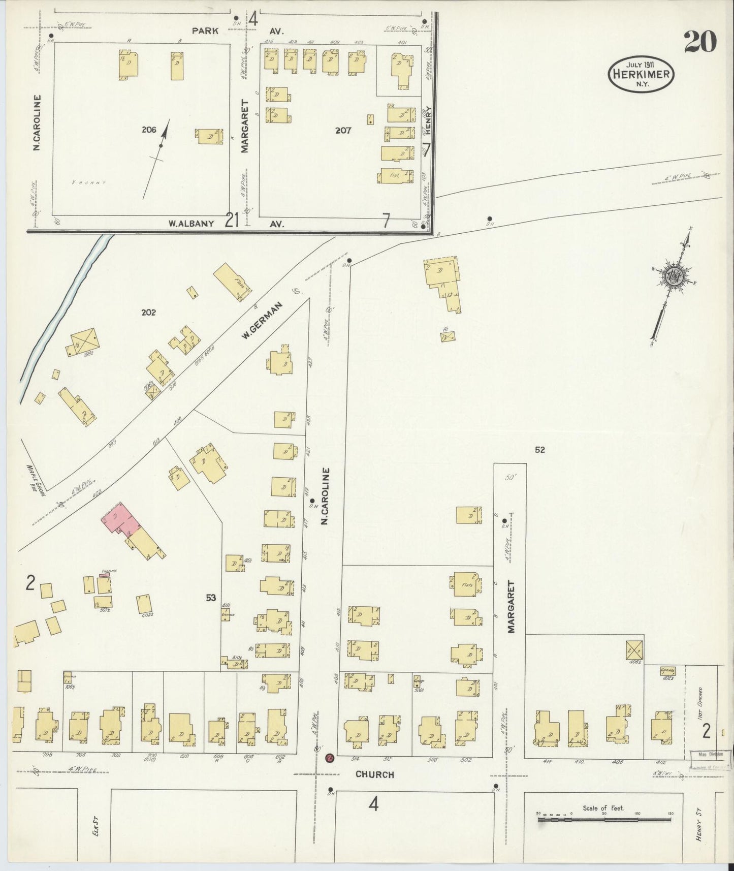 Sanborn Fire Insurance Map from Herkimer, Herkimer County, New York (1911), Sheet #0020 - Complete Map Set gallery image, historic Sanborn map, vintage wall art, New York New York