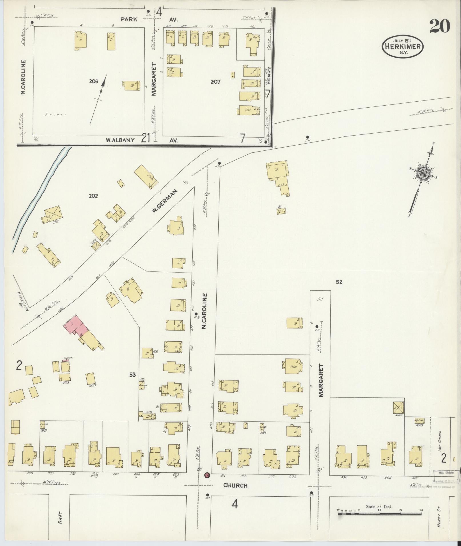 Sanborn Fire Insurance Map from Herkimer, Herkimer County, New York (1911), Sheet #0020 - Complete Map Set gallery image, historic Sanborn map, vintage wall art, New York New York