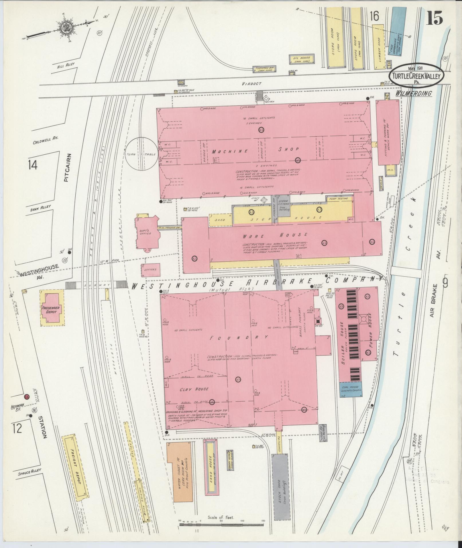 Sanborn Fire Insurance Map from Turtle Creek Valley, Allegheny County, Pennsylvania (1911), Sheet #0015 - Complete Map Set gallery image, historic Sanborn map, vintage wall art, Pennsylvania Pennsylvania