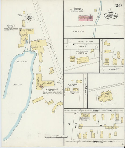 Sanborn Fire Insurance Map from Gloversville, Fulton County, New York (1897), Sheet #0020 - Historic Sanborn Fire Insurance Map Print, vintage old map wall art, antique decor, genealogy gift, New York New York map
