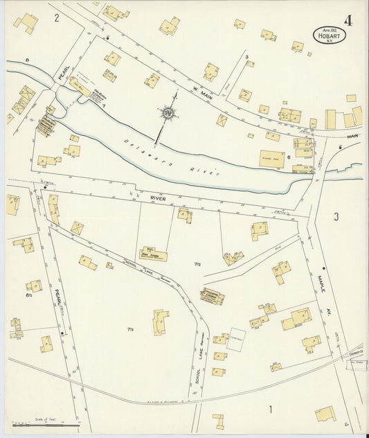Sanborn Fire Insurance Map from Hobart, Delaware County, New York (1912), Sheet #0004 - Historic Sanborn Fire Insurance Map Print, vintage old map wall art, antique decor, genealogy gift, Hobart Delaware map