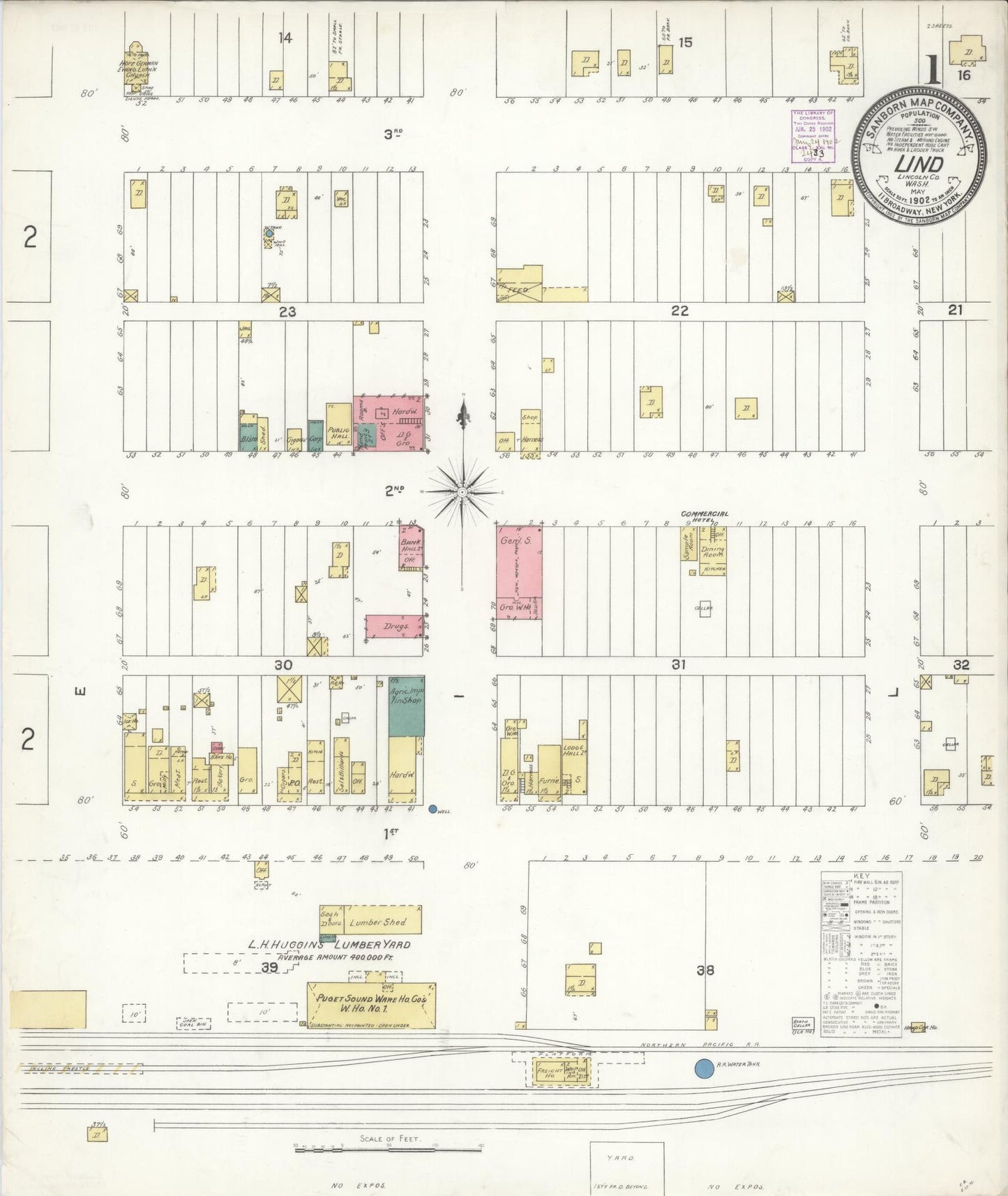 Sanborn Fire Insurance Map from Lind, Adams County, Washington (1902), Sheet #0001 - Complete Map Set gallery image, historic Sanborn map, vintage wall art, Washington Washington