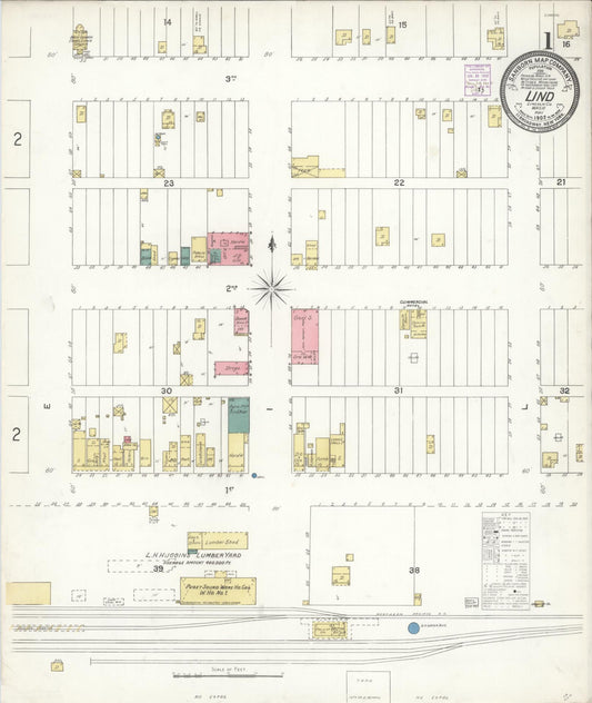 Sanborn Fire Insurance Map from Lind, Adams County, Washington (1902), Sheet #0001 - Complete Map Set gallery image, historic Sanborn map, vintage wall art, Washington Washington