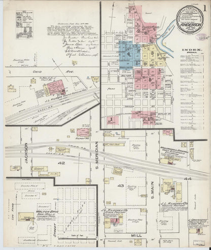 Sanborn Fire Insurance Map from Anderson, Madison County, Indiana (1886), Sheet #0001 - Historic Sanborn Fire Insurance Map Print, vintage old map wall art, antique decor, genealogy gift, Indiana Indiana map