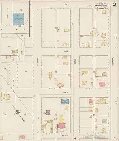 Sanborn Fire Insurance Map from Fort Benton, Chouteau County, Montana (1920), Sheet #0002 - Complete Map Set gallery image, historic Sanborn map, vintage wall art, Montana Montana
