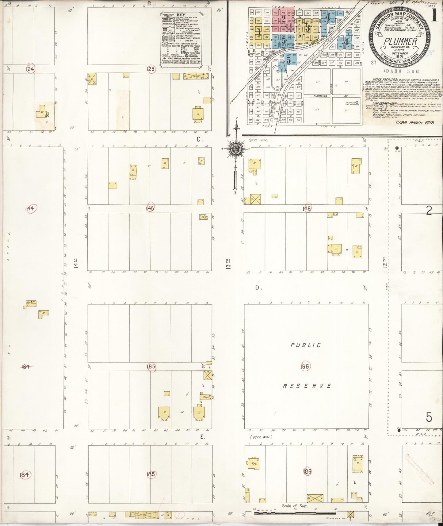 Sanborn Fire Insurance Map from Plummer, Benewah County, Idaho (1928), Sheet #0001 - Complete Map Set gallery image, historic Sanborn map, vintage wall art, Idaho Idaho