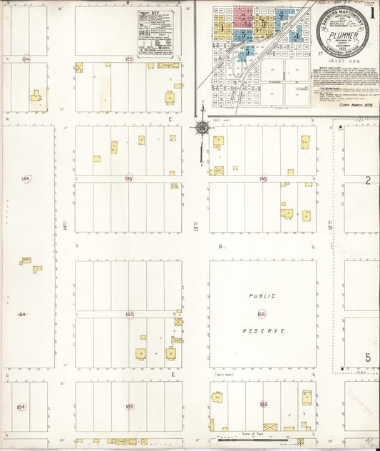 Sanborn Fire Insurance Map from Plummer, Benewah County, Idaho (1928), Sheet #0001 - Complete Map Set gallery image, historic Sanborn map, vintage wall art, Idaho Idaho