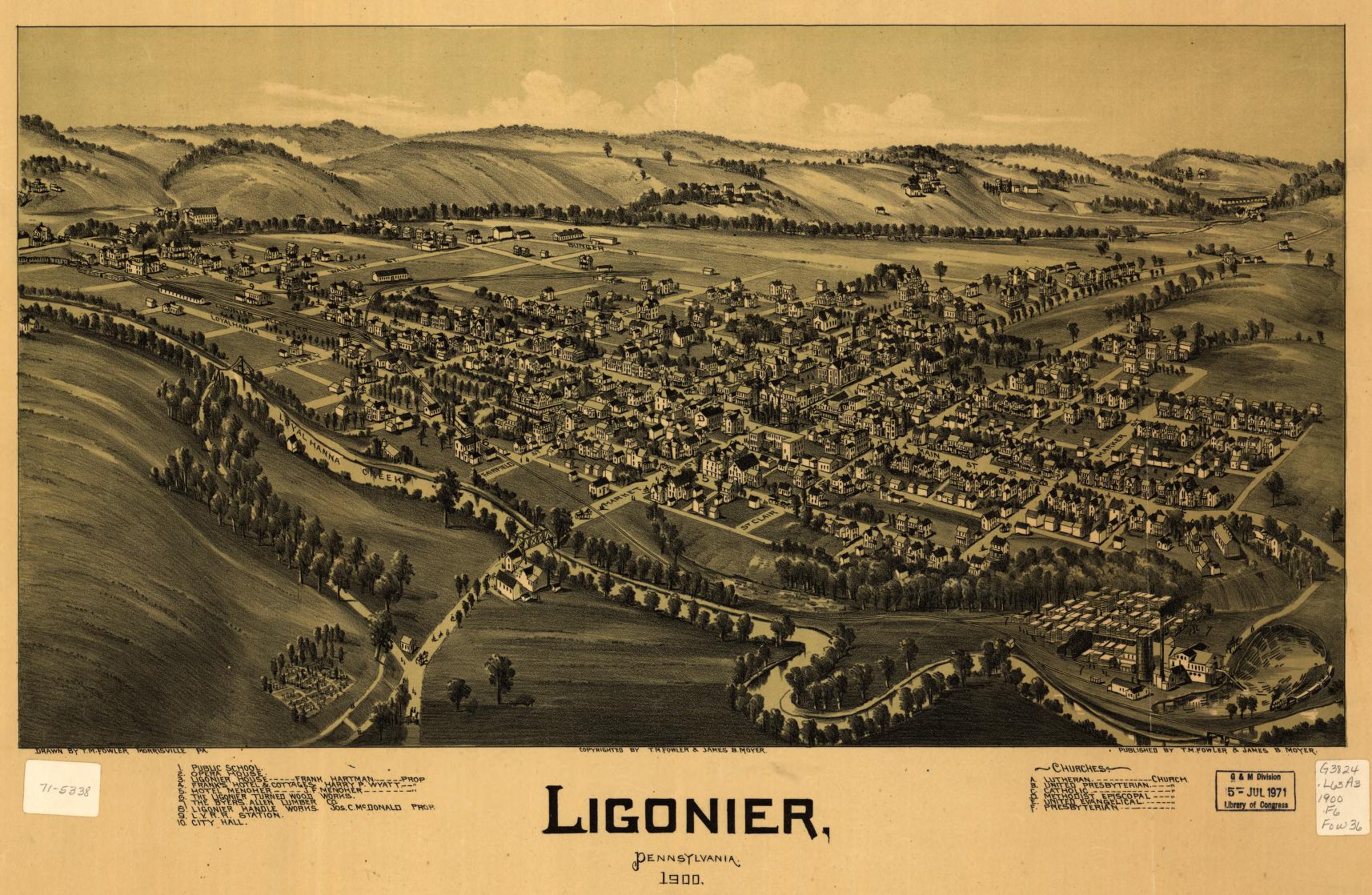 Ligonier, Pennsylvania 1900 (1900) – Historic Bird’s-Eye View Panorama Print