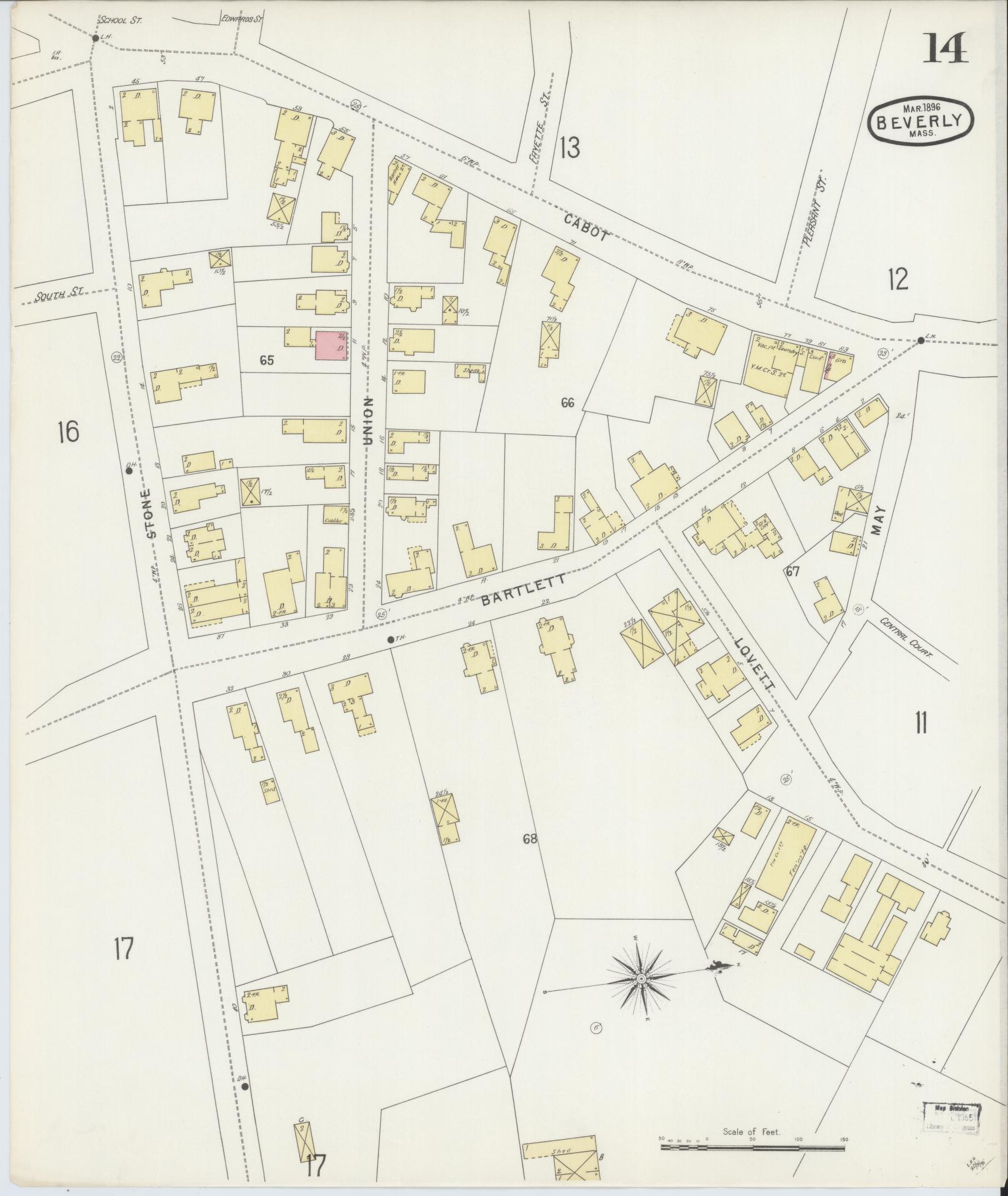 Sanborn Fire Insurance Map from Beverly, Essex County, Massachusetts (1896), Sheet #0014 - Complete Map Set gallery image, historic Sanborn map, vintage wall art, Massachusetts Massachusetts