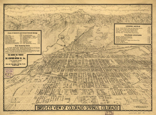 Bird's-eye-view of Colorado Springs, Colorado. (1909) – Historic Bird’s-Eye View Panorama Print