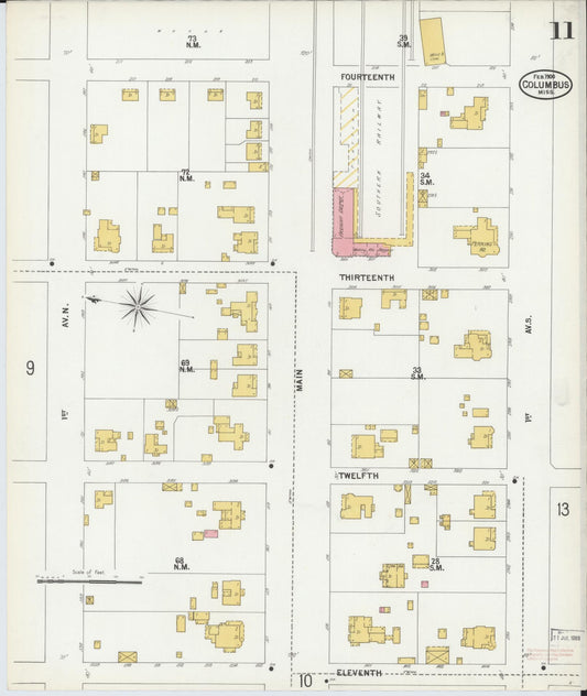Sanborn Fire Insurance Map from Columbus, Lowndes County, Mississippi (1900), Sheet #0011 - Historic Sanborn Fire Insurance Map Print, vintage old map wall art, antique decor, genealogy gift, Mississippi Mississippi map