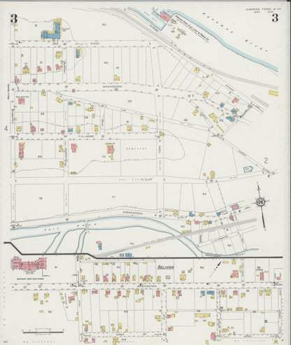 Sanborn Fire Insurance Map from Harpers Ferry, Jefferson County, West Virginia (1933), Sheet #0003 - Complete Map Set gallery image, historic Sanborn map, vintage wall art, West Virginia West Virginia