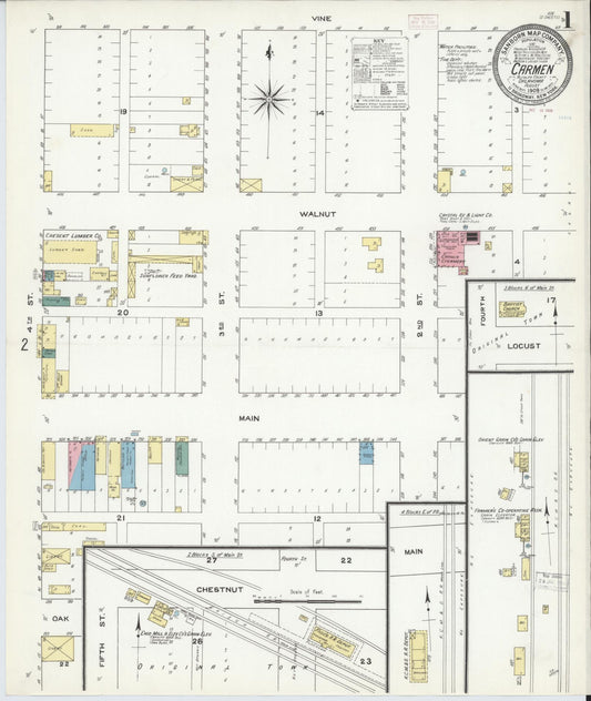 Sanborn Fire Insurance Map from Carmen, Alfalfa County, Oklahoma. (1909) – Historic Sanborn Fire Insurance Map Print